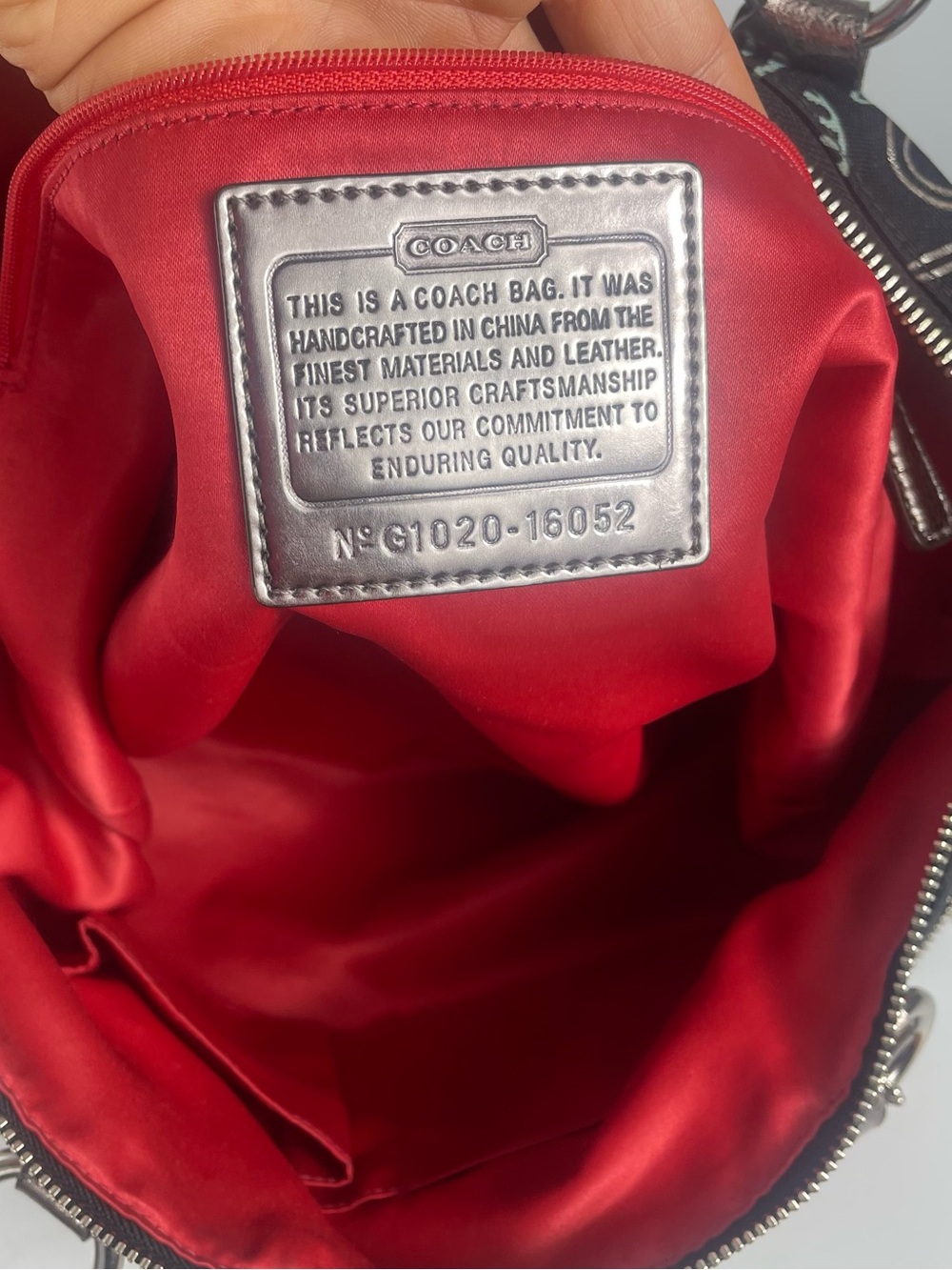 Coach Poppy Black Tote with Red, White and Silver Accents - Picture 2 of 15